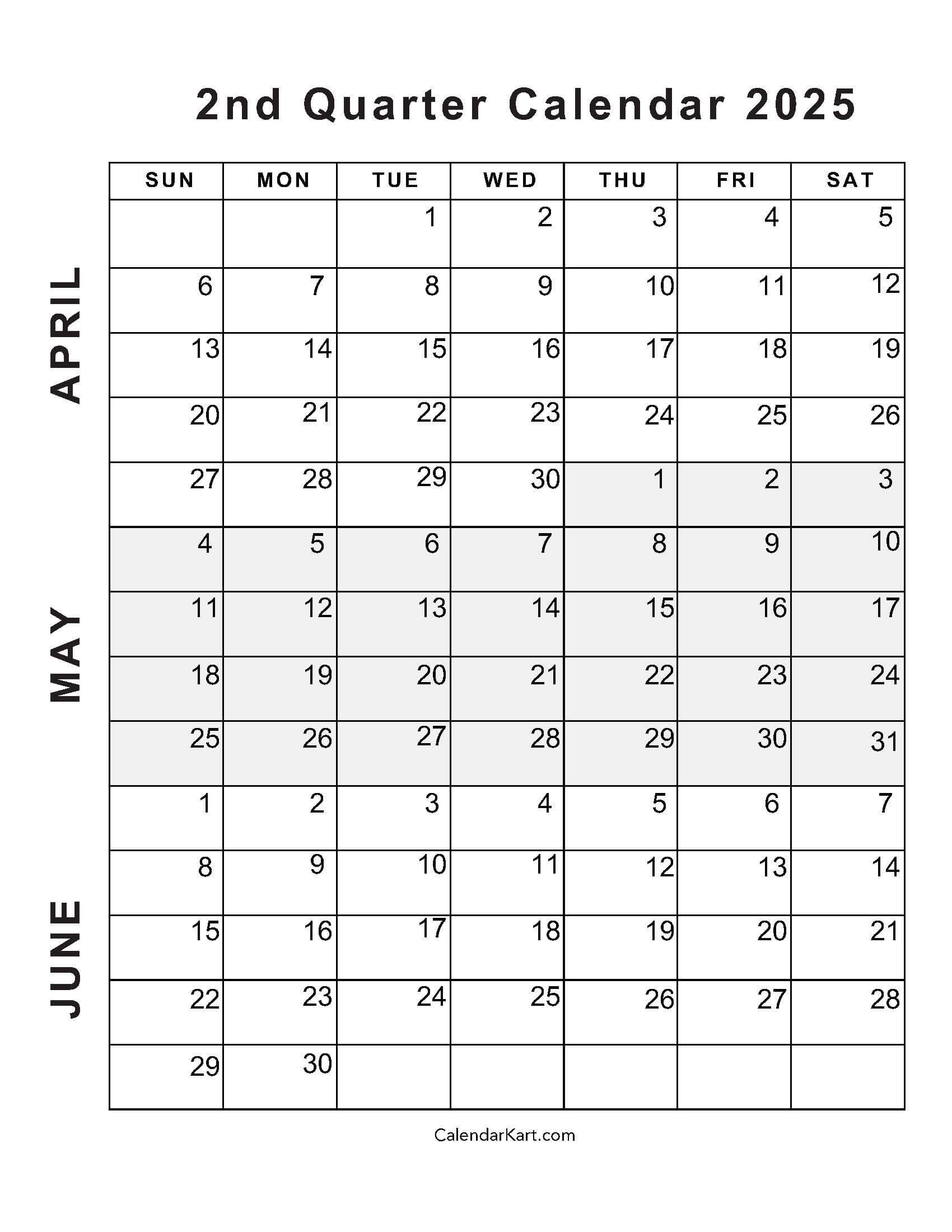 April To June 2025 Calendars (Q2): Free Printables | Calendar 2025