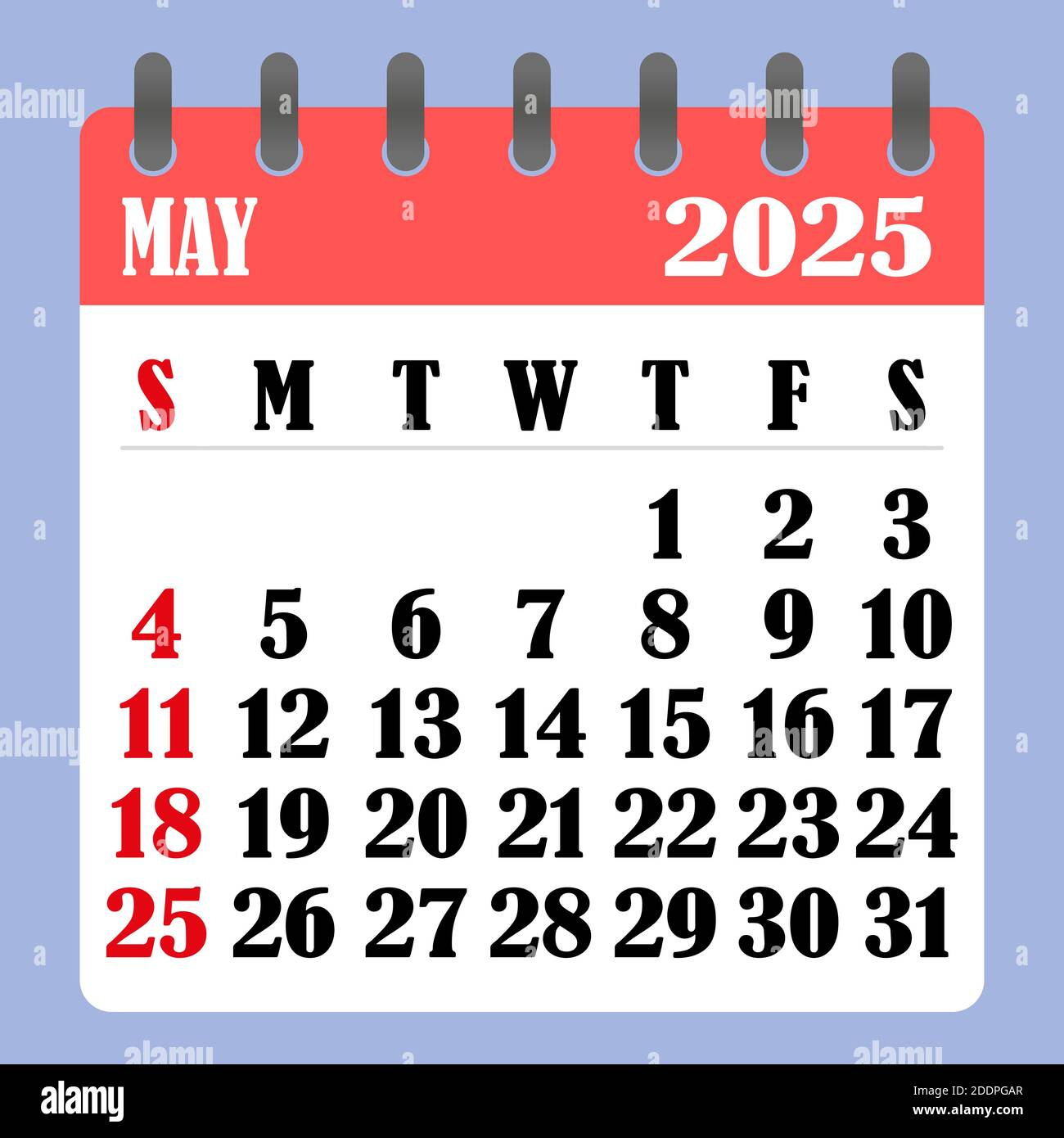Letter Calendar For May 2025. The Week Begins On Sunday. Time | Calendar 2025 May Month