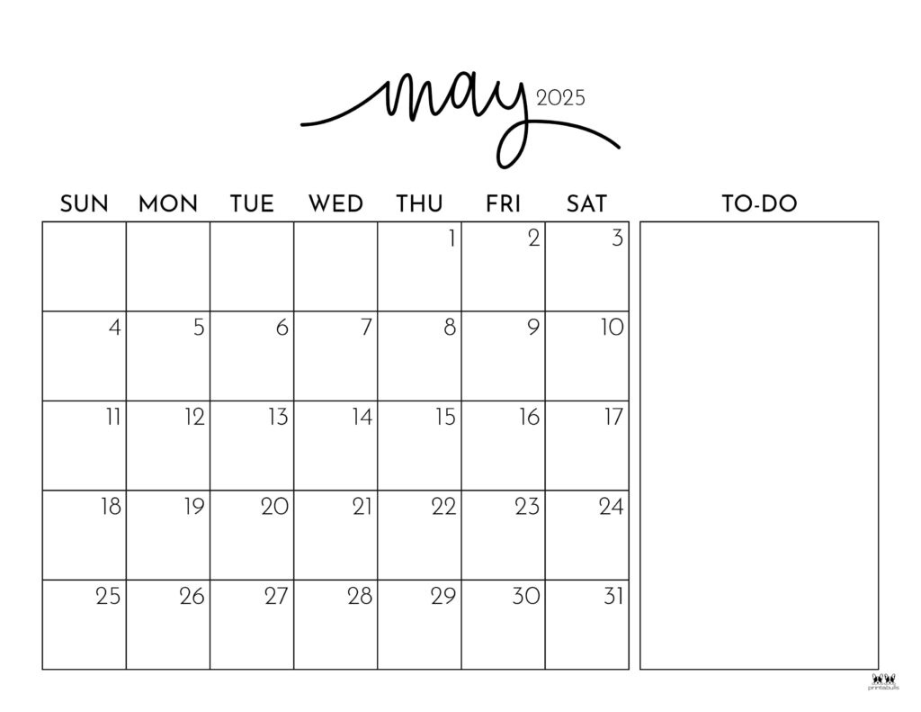 May 2025 Calendars - 107 Free Printables | Printabulls | Calendar Printable May 2025