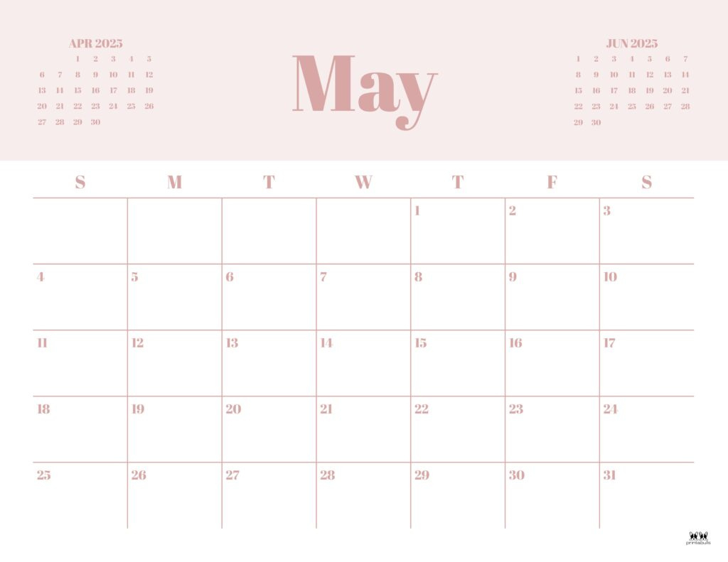 May 2025 Calendars - 107 Free Printables | Printabulls | May Calendar 2025 Printable Cute