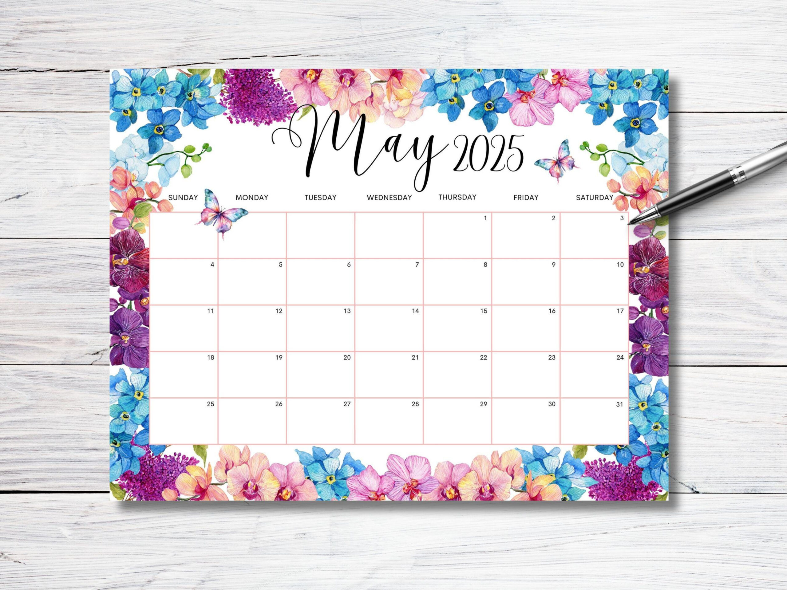 May Calendar Print - Etsy Singapore | Calendar 2025
