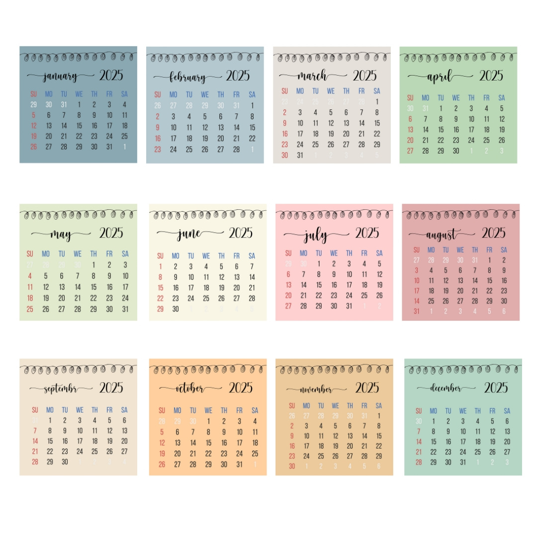 Mini Calendar 2025 Labels | May 2025 Printable Calendar Waterproof